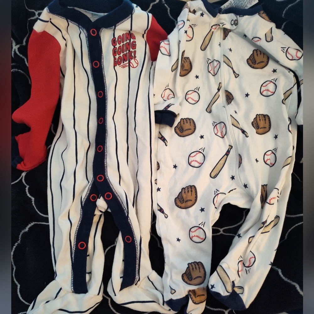 Carter's Red and White Baseball Footies